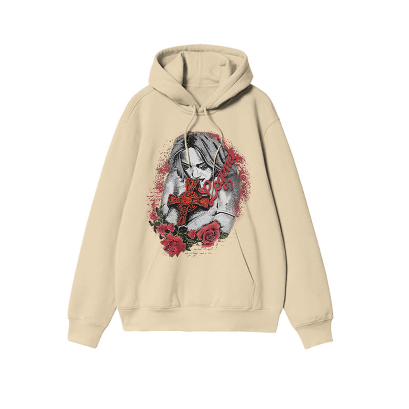Unisex Legend Print Hoodie - Apricot - US16-18(2XL) - image 6