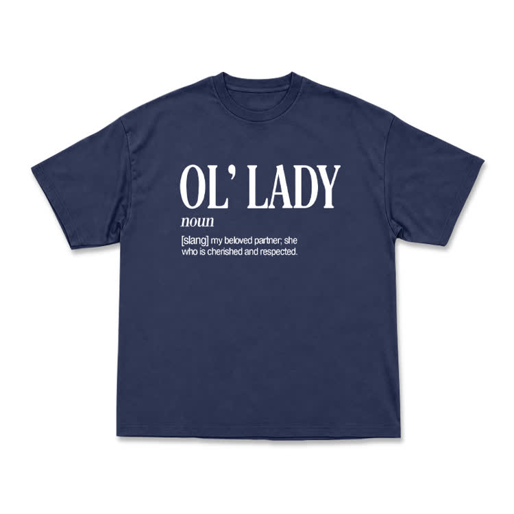Casual OL' Lady Graphic Round Neck T-Shirt - Navy Blue - US16-18(2XL) - image 8