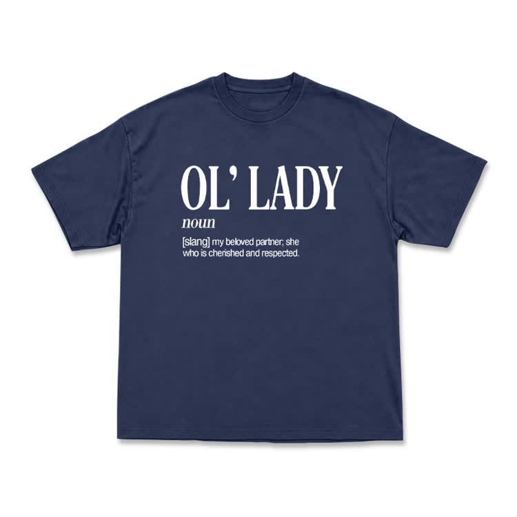 Casual OL' Lady Graphic Round Neck T-Shirt - Navy Blue - US16-18(2XL) - image 8