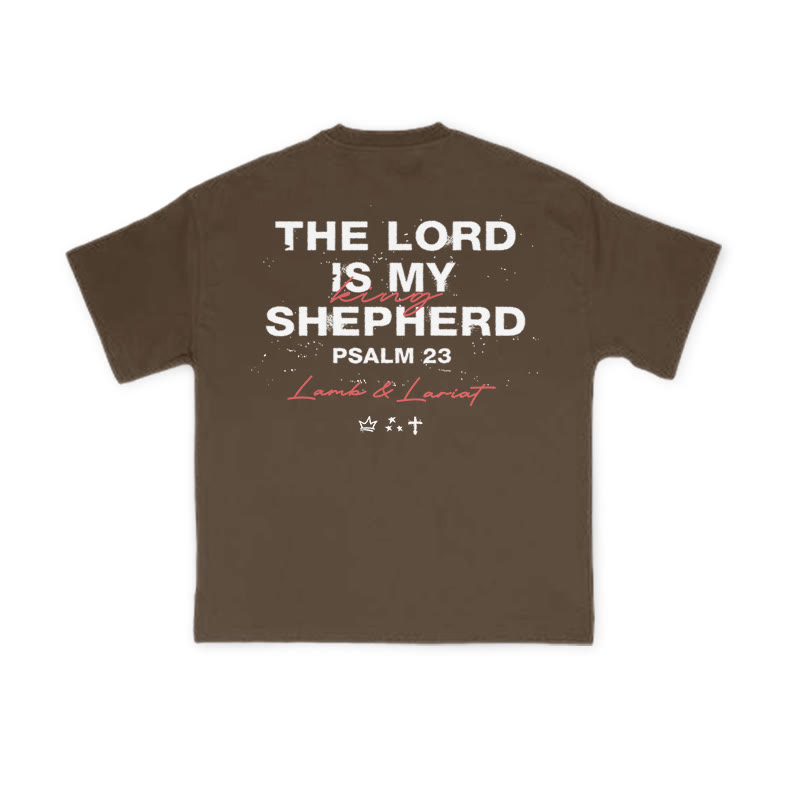Unisex The Lord Is My Shepherd Psalm 23 Print T-shirt - Coffee - US16-18(2XL) - image 7