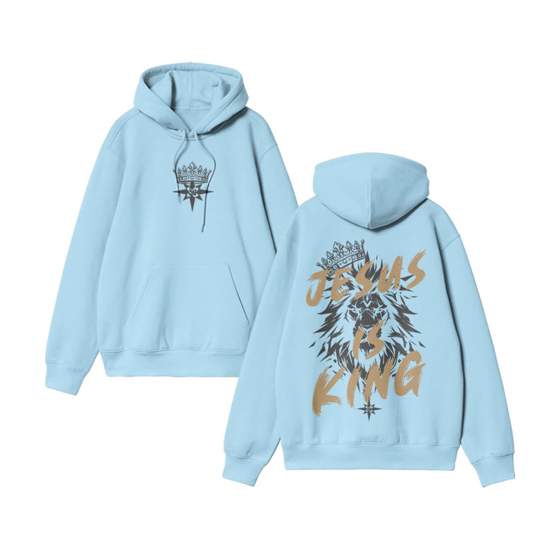 Unisex 100% Cotton Jesus Is King Design Print Hoodie - Blue - US16-18(2XL) - image 5