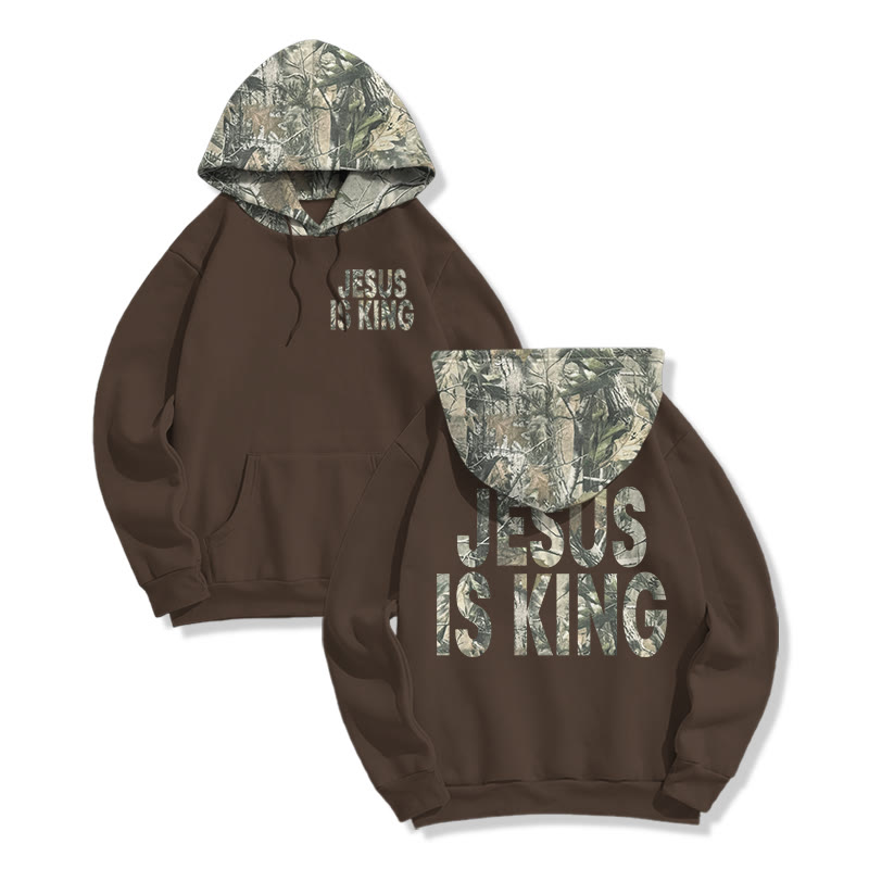 Jesus Is King Dead Leaves Camouflage Print Hoodie - Coffee - US28-30(4XL) - image 6