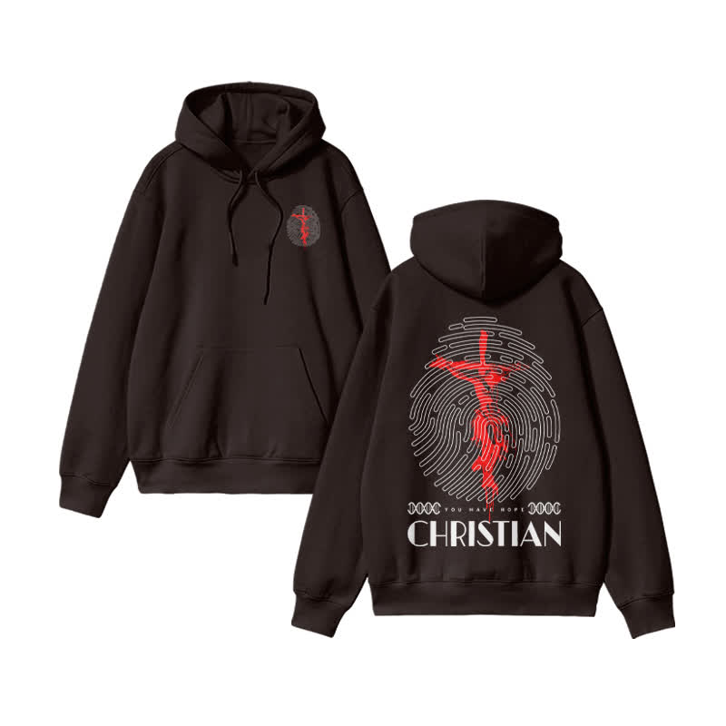 Unisex 100% Cotton Christian Design Print Hoodie - Coffee - US16-18(2XL) - image 4