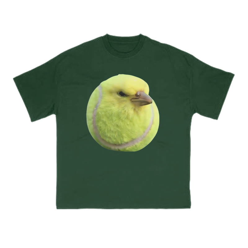 Bird Head Tennis Ball Body Funny Meme Print T-shirt - Green - US16-18(2XL) - image 8