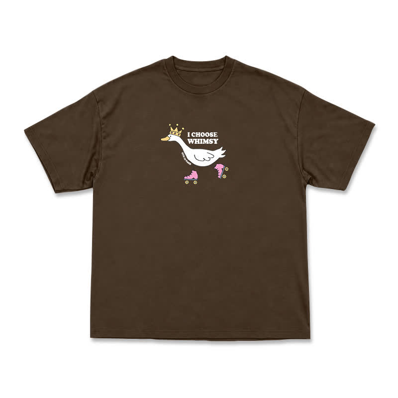 Casual Whimsy Crown Duck Graphic Relaxed Crewneck T-Shirt - Coffee - US16-18(2XL) - image 15