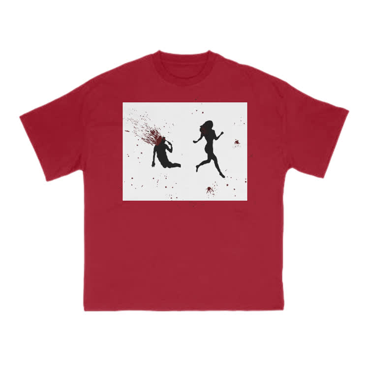 “Run Away”Girl Graphic Cotton Print T-shirt - Red - US16-18(2XL) - image 10