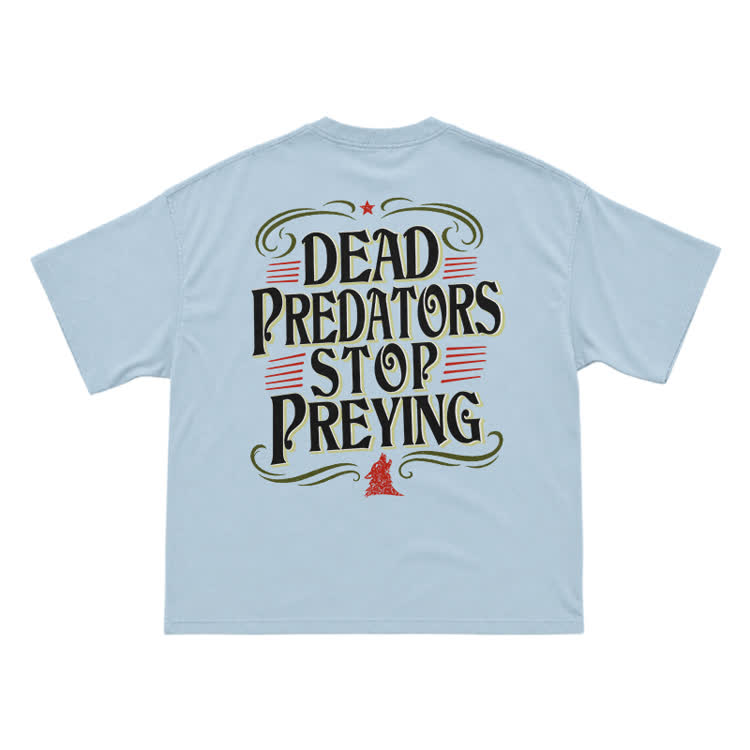 Vintage Dead Predators Stop Preying Back Graphic T-Shirt - Light Blue - US16-18(2XL) - image 13
