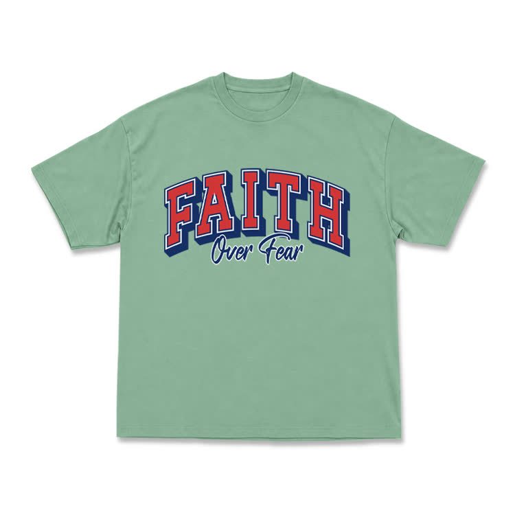 Vintage Faith Over Fear Classic T-Shirt - Light Green - US16-18(2XL) - image 12