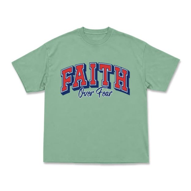 Vintage Faith Over Fear Classic T-Shirt - Light Green - US16-18(2XL) - image 12