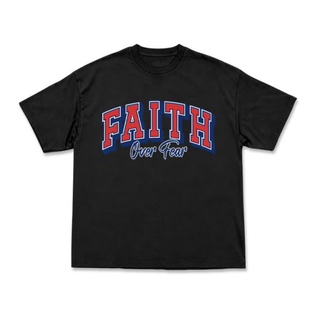 Vintage Faith Over Fear Classic T-Shirt - Black - US16-18(2XL) - image 4