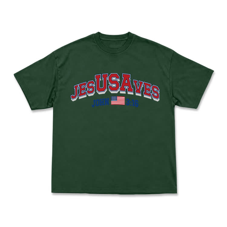 Everyday Vintage Jesusaves Graphic T-Shirt - Green - US16-18(2XL) - image 8
