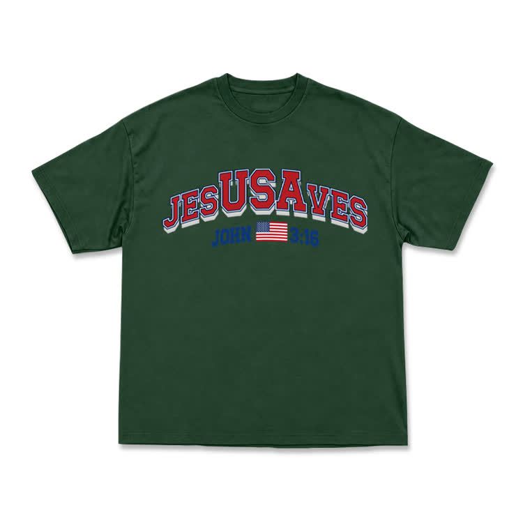 Everyday Vintage Jesusaves Graphic T-Shirt - Green - US16-18(2XL) - image 8