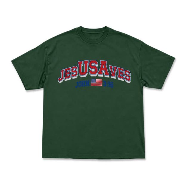 Everyday Vintage Jesusaves Graphic T-Shirt - Green - US16-18(2XL) - image 8