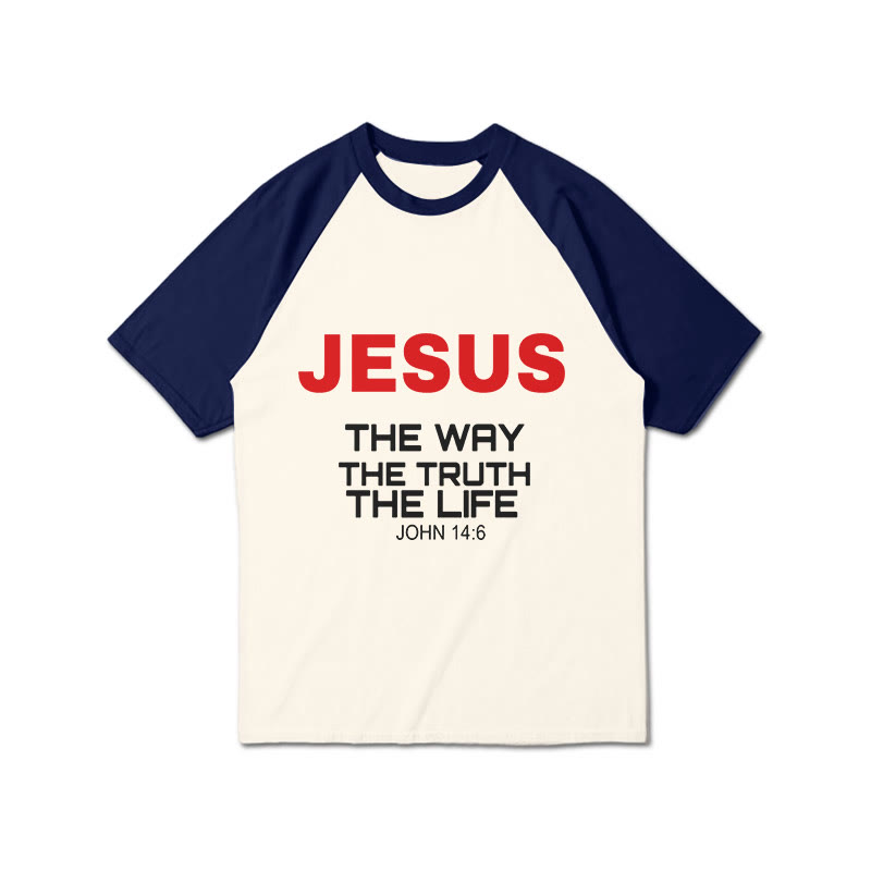 Jesus The Way The Truth The Life Print Raglan Sleeve T-shirt - Navy Blue - 3XL - image 7