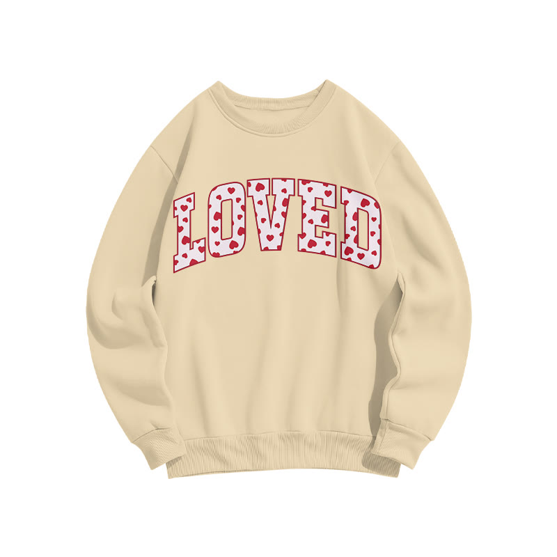 Heart Patterns Loved Valentine's Day Print Sweatshirt - Apricot - US16-18(2XL) - image 5