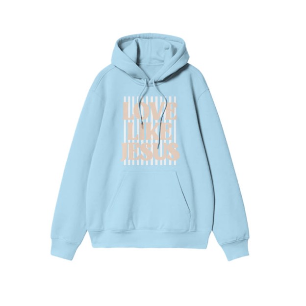 Unisex 100% Cotton Love Like Jesus Print Hoodie - Blue - US16-18(2XL) - image 6
