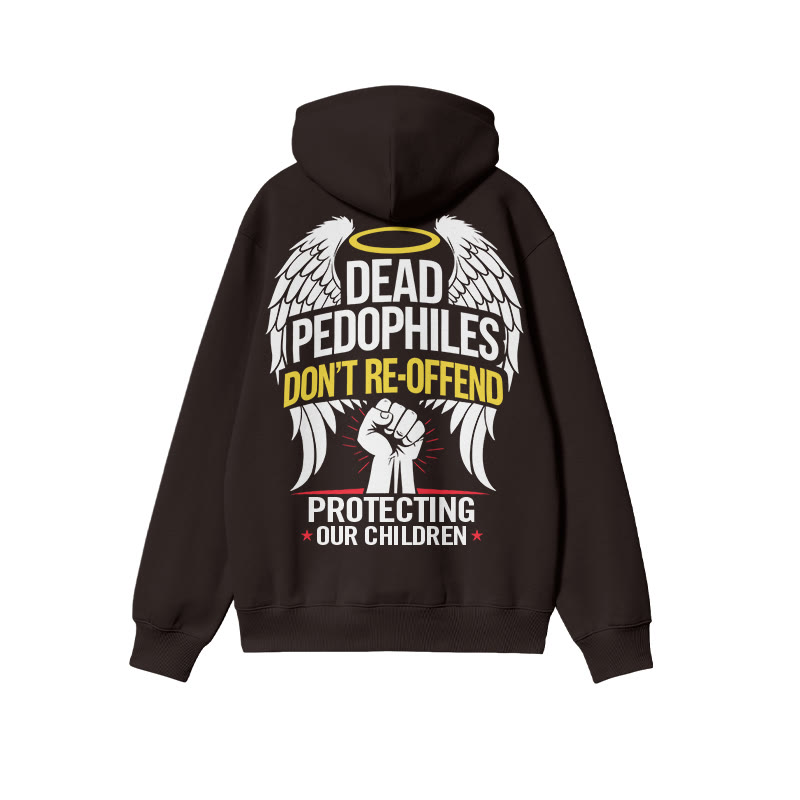 Dead Pedophiles Don't Re-offend Angel Wings Print Hoodie - Coffee - US16-18(2XL) - image 5