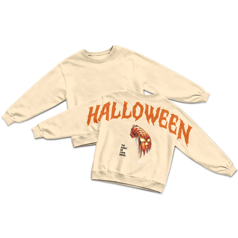 Streetwear Halloween Back Print Round Neck Sweatshirt - Apricot - US16-18(2XL) - image 4