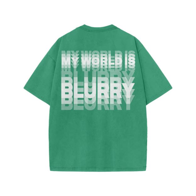 My World Is Blurry Print Acid Washed T-shirt - Green - US20-22(3XL) - image 6
