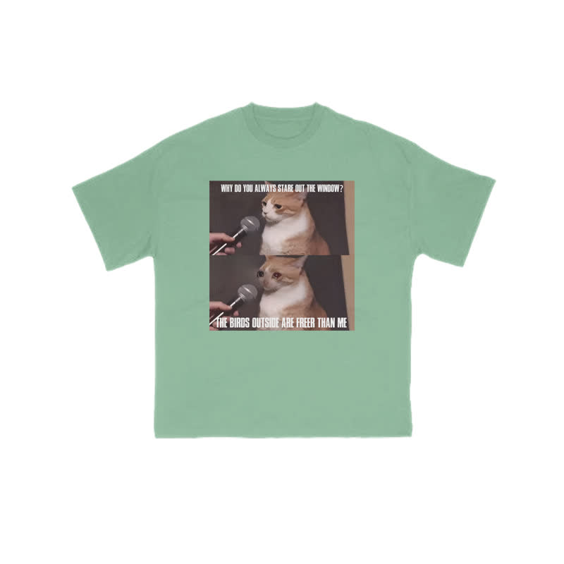 Unisex 100% Cotton A Cat With A Story Print T-shirt - Green - US16-18(2XL) - image 7