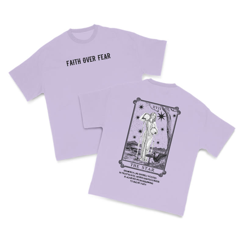 Tarot The Star Faith Over Fear Print T-shirt - Purple - US16-18(2XL) - image 8