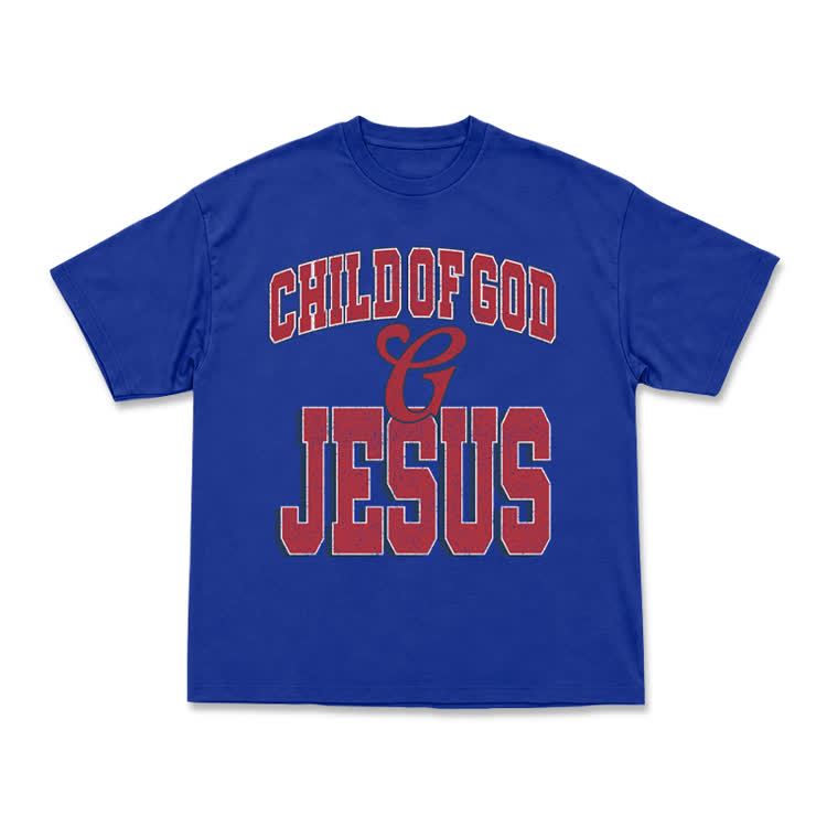 Vintage Child of God and Jesus Graphic T-Shirt - Blue - US16-18(2XL) - image 10