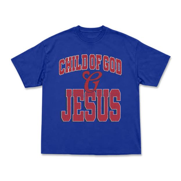 Vintage Child of God and Jesus Graphic T-Shirt - Blue - US16-18(2XL) - image 10
