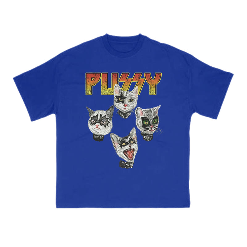 Unisex 100% Cotton Punk Pussy Creative Print T-shirt - Blue - US16-18(2XL) - image 10