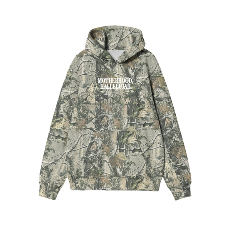 Vintage Camo MOTHERHOOD HALLELUJAH Graphic Print Causal Hoodie - Dark Green Camo - US32-34(5XL) - image 12