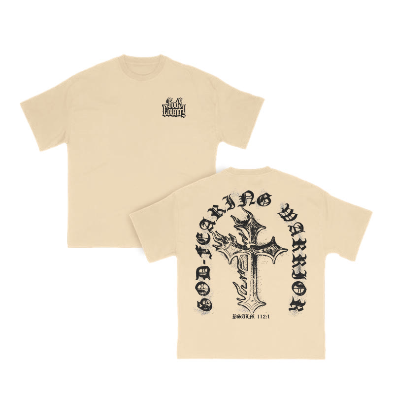 God Fearing Warrior Print T-shirt - Apricot - US16-18(2XL) - image 6