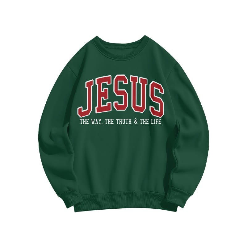 Unisex Jesus The Way The Truth & The Life Print Sweatshirt - Dark Green - US16-18(2XL) - image 5