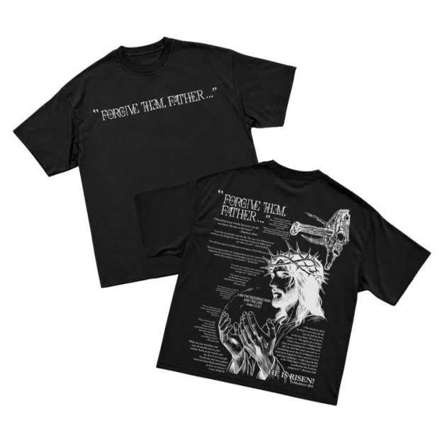 Streetwear Forgive Them Father Graphic T-Shirt - Black - US16-18(2XL) - image 4