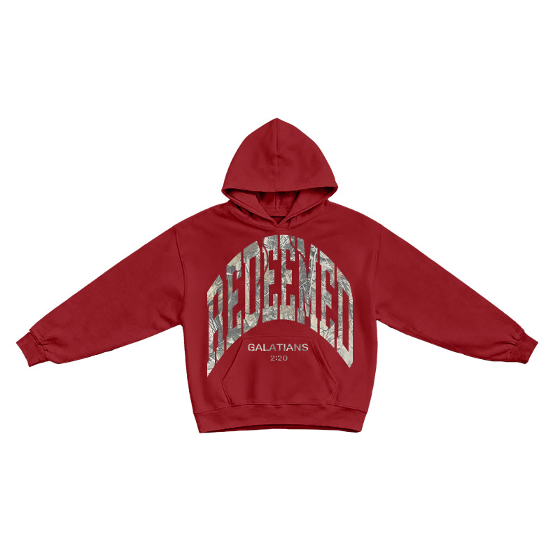 Dead Leaves Camouflage Redeemed Galatians 2:20 Print Causal Hoodie - Red - US16-18(2XL) - image 8