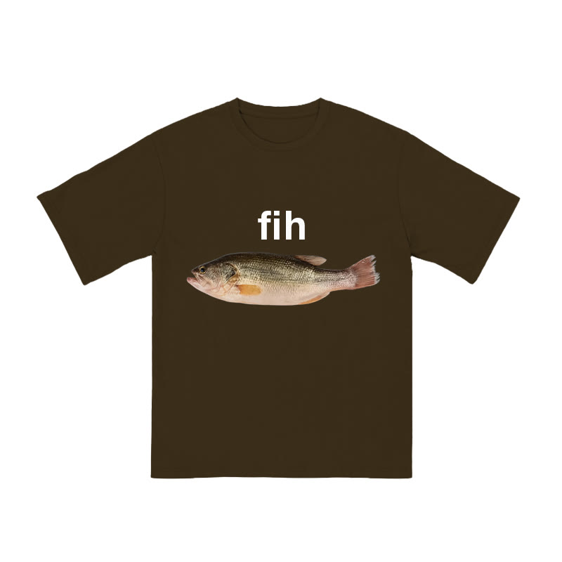 Unisex 100% Cotton Fih Print T-shirt