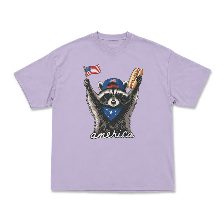 Patriotic Raccoon America Graphic T-Shirt - Purple - US16-18(2XL) - image 8