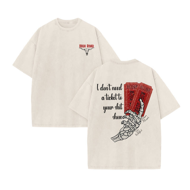 Unisex 100% Cotton Western High Road Vintage Print Acid Washed T-shirt