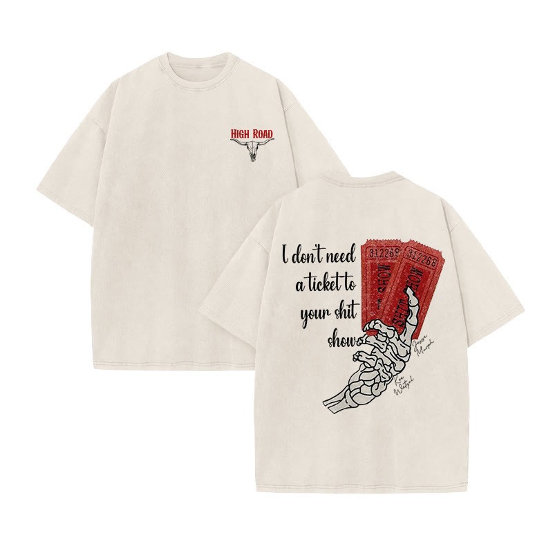 Unisex 100% Cotton Western High Road Vintage Print Acid Washed T-shirt