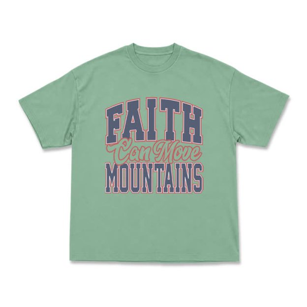 Vintage Classic Faith Can Move Mountains T-Shirt - Light Green - US16-18(2XL) - image 11
