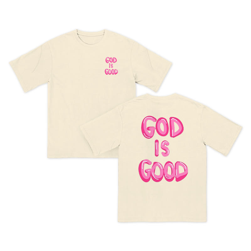 Unisex 100% Cotton God Is Good Print T-shirt - Apricot - US16-18(2XL) - image 4