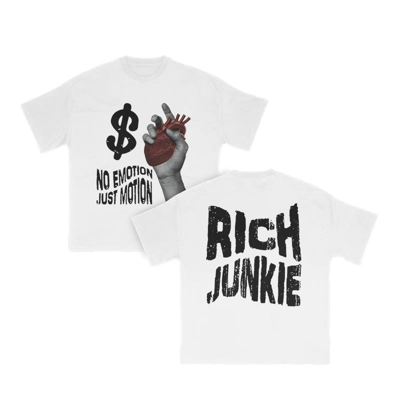 Unisex No Emotion Just Motion Print T-shirt - White - US16-18(2XL) - image 3