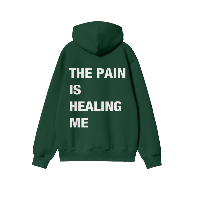 Unisex The Pain Is Healing Me Print Hoodie - Dark Green - US16-18(2XL) - image 7