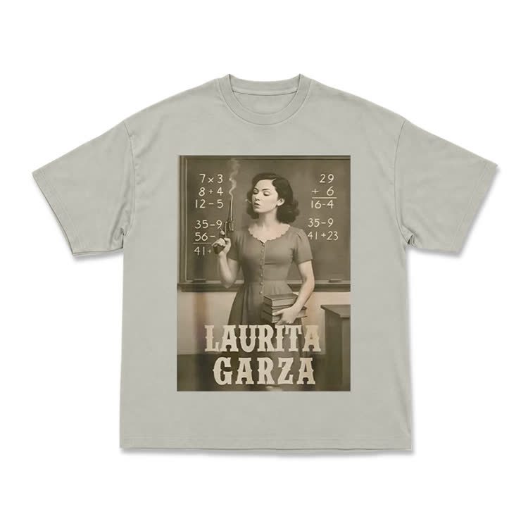 Vintage Laurita Garza Graphic Print T-shirt - Warm Grey - US16-18(2XL) - image 10
