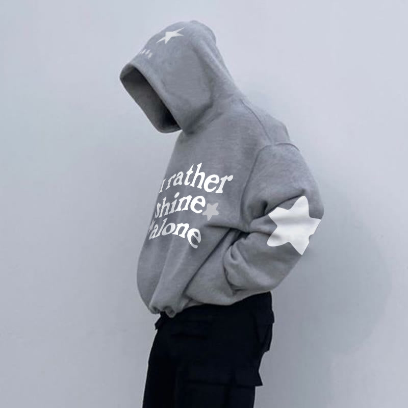 I Rather Shine Alone Print Hoodie