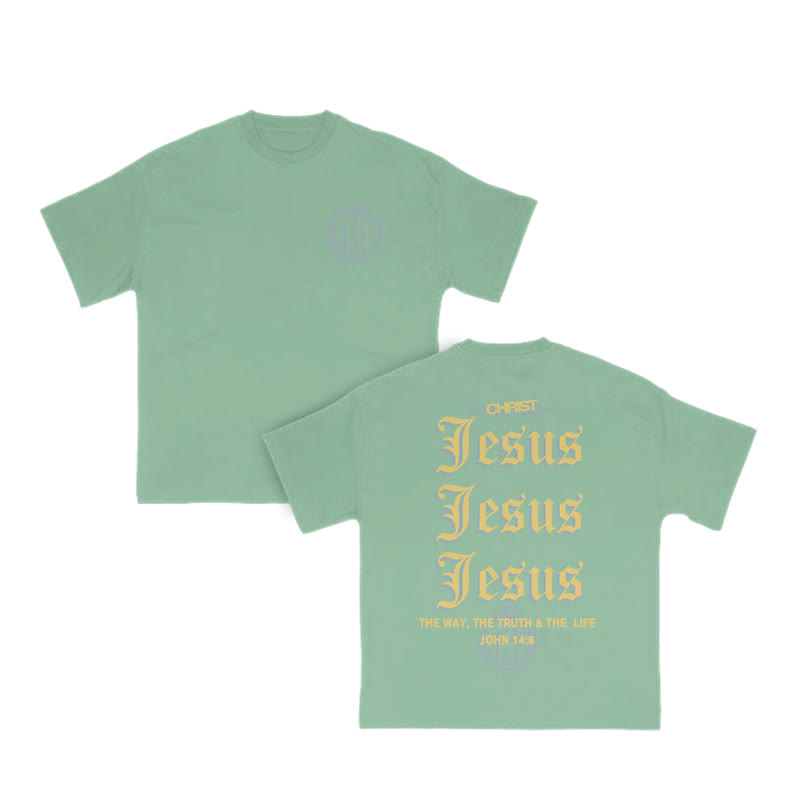 Unisex 100% Cotton Jesus John 14:6 Print T-shirt - Green - US16-18(2XL) - image 10