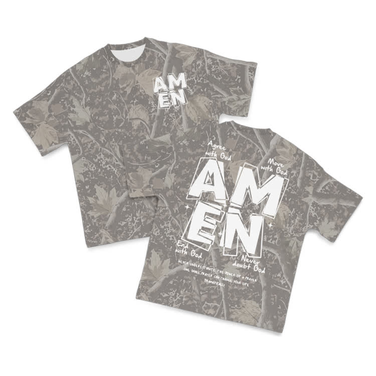 AMEN With God Camo Print T-shirt - Khaki - 8XL - image 3