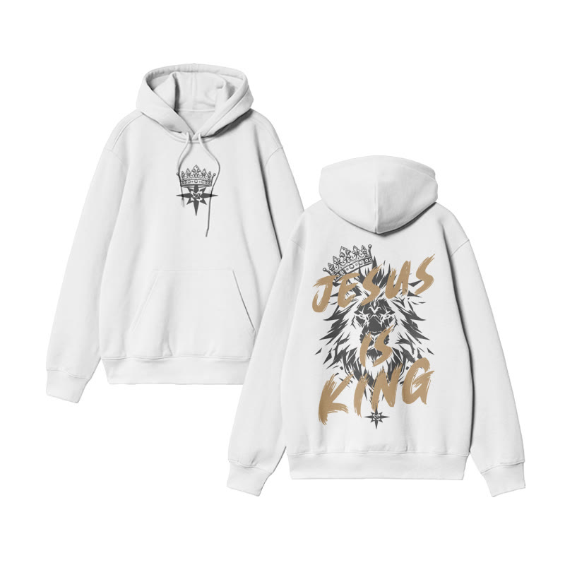 Unisex 100% Cotton Jesus Is King Design Print Hoodie - White - US16-18(2XL) - image 4
