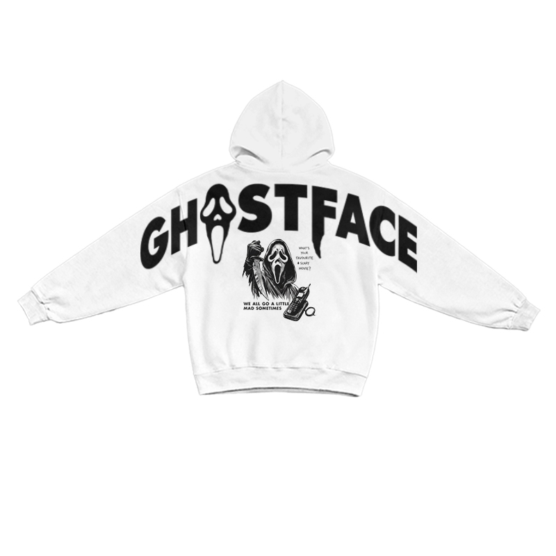 Streetwear Ghostface Long Sleeve Graphic Print Hoodie - White - US16-18(2XL) - image 5