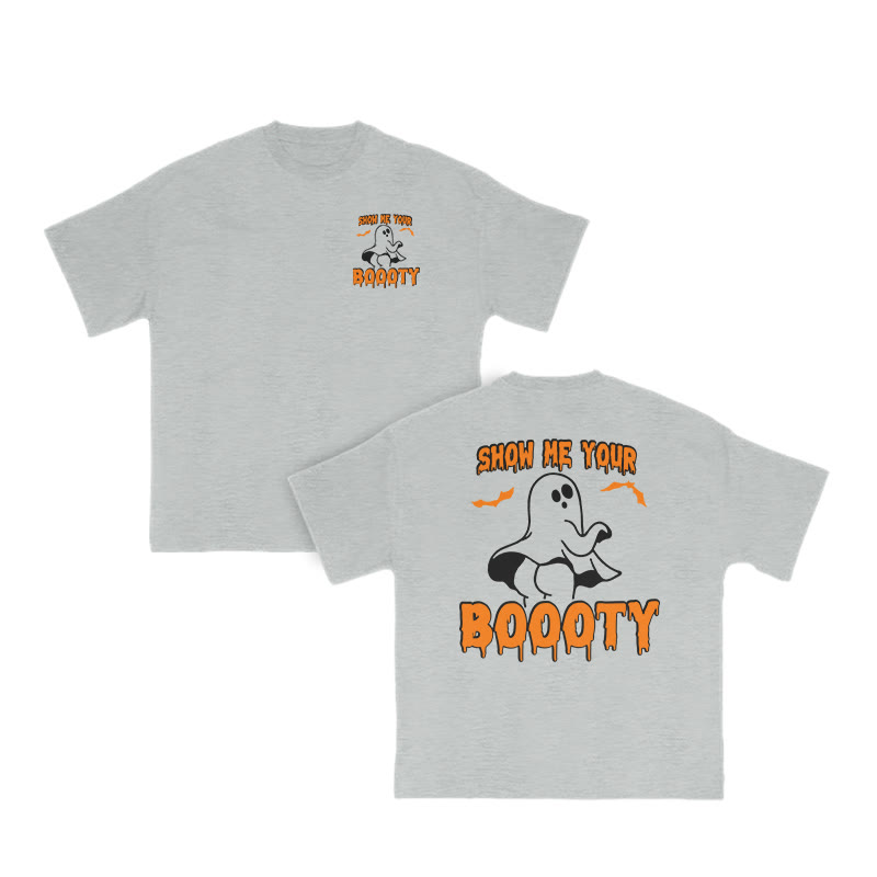 Unisex Show Me Your Boooty Funny Halloween Print T-shirt - Grey - US16-18(2XL) - image 4