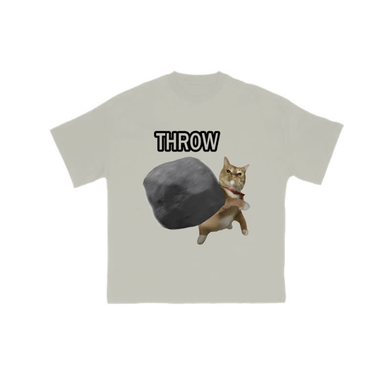 Unisex 100% Cotton  Violence Cat Art Print T-shirt - Warm Grey - US16-18(2XL) - image 4