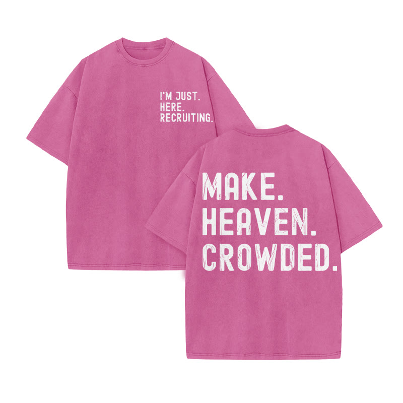 Make Heaven Crowded Print Acid Washed T-shirt - Pink - US20-22(3XL) - image 7